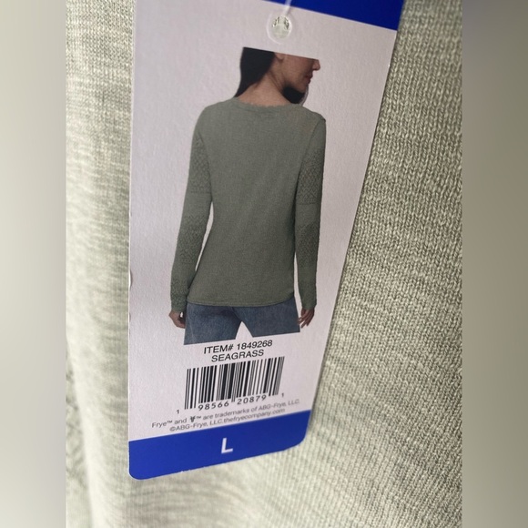 FRYE NWT Pointelle Green Women's Knit Cardigan Sweater - Picture 10 of 12